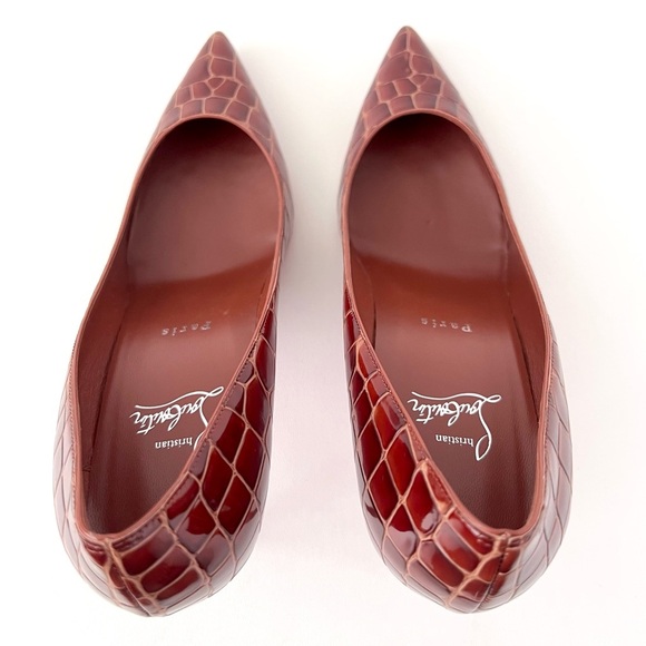 New CHRISTIAN LOUBOUTIN | Kate 85 Acajou Brown Croc Embossed Leather Pumps EU 40 - Picture 9 of 14